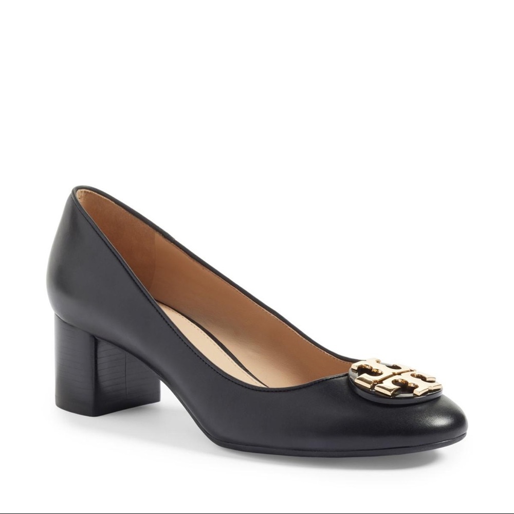 Tory Burch Claire 50mm Pump Size 10.5 Color Perfect Black Calf Leather
